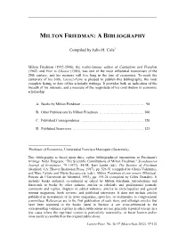 Milton Friedman: a Bibliography