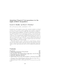 Quantum/Classical Correspondence in the Light of Bell's Inequalities Contents