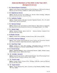Selected Members of the NASI in the Year 2021 (Biological Sciences)