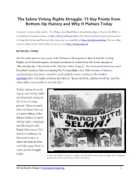 The Selma Voting Rights Struggle: 15 Key Points from Bottom-Up History and Why It Matters Today