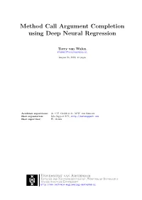 Thesis Artificial Intelligence Method Call Argument Completion Using