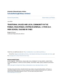 Traditional Values and Local Community in the Formal Educational System in Senegal: a Year As a High School Teacher in Thies