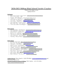 2020-2021 HHS Coaches List