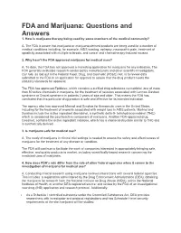 FDA and Marijuana: Questions and Answers 1