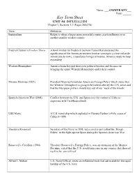 Key Term Sheet UNIT #4: IMPERIALISM Chapter 7, Sections 1-3 (Pages 260-276)