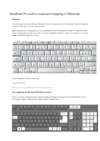 Macbook Pro Built-In Keyboard Mapping in Windows