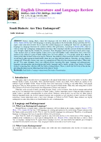 Saudi Dialects: Are They Endangered?