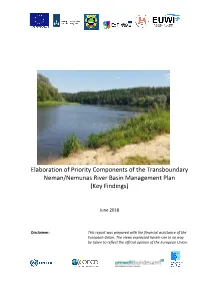 Elaboration of Priority Components of the Transboundary Neman/Nemunas River Basin Management Plan (Key Findings)