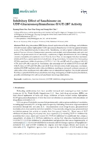Inhibitory Effect of Sauchinone on UDP-Glucuronosyltransferase (UGT) 2B7 Activity