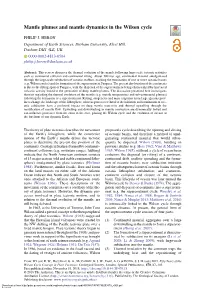 Mantle Plumes and Mantle Dynamics in the Wilson Cycle