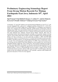 Preliminary Engineering Seismology Report from Strong Motion