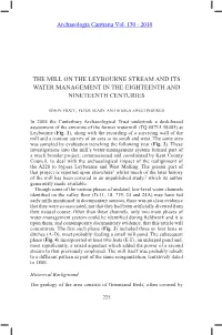 The Mill on the Leybourne Stream and Its Water Management in the Eighteenth and Nineteenth Centuries
