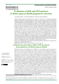 Evaluation of SSR and SNP Markers in Rubus Glaucus Benth Progenitors Selection