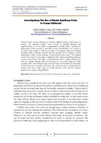 Investigating the Use of Modal Auxiliary Verbs in Tempo Editorial