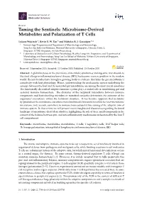 Microbiome-Derived Metabolites and Polarization of T Cells