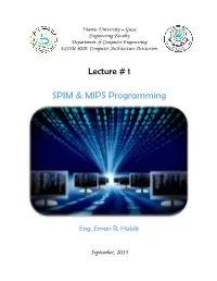 SPIM & MIPS Programming