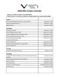 2020-2021 Campus Calendar
