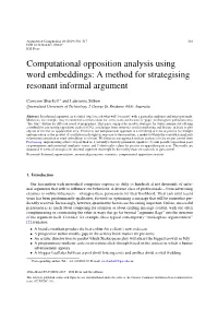 Computational Opposition Analysis Using Word Embeddings: a Method for Strategising Resonant Informal Argument