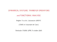 DYNAMICAL SYSTEMS, TRANSFER OPERATORS and FUNCTIONAL