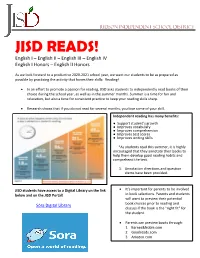 High School Summer Reading Suggestions and Resources