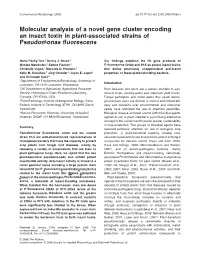 Molecular Analysis of a Novel Gene Cluster Encoding an Insect Toxin in Plant-Associated Strains of Pseudomonas ﬂuorescens