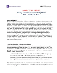 SAMPLE SYLLABUS Spring 2021–History of Immigration HIST-UA 9186 F01
