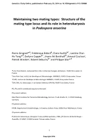 Structure of the Mating Type Locus and Its Role in Heterokaryosis in Podospora Anserina