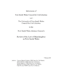 Submission to Review of the Law of Manslaughter In