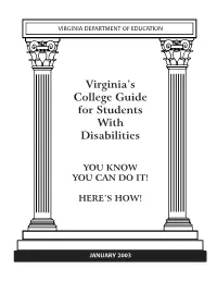 Virginia's College Guide for Students with Disabilities