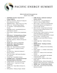 2012 Confirmed Participants List Speaker Names in Bold