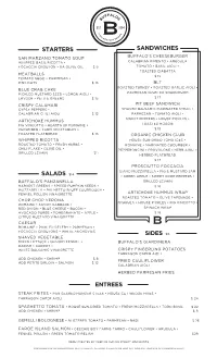 Buffalo's Lunch Menu
