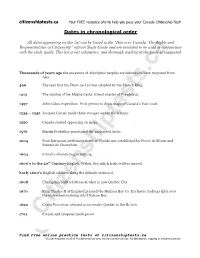 Dates in Chronological Order