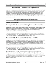 Harvest Cutting Methods Management Prescription Summaries