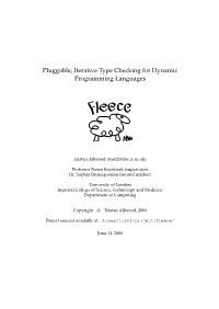 Pluggable, Iterative Type Checking for Dynamic Programming Languages