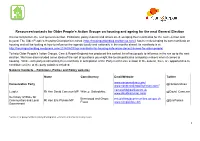 Resources/Contacts for Older People's Action Groups on Housing And