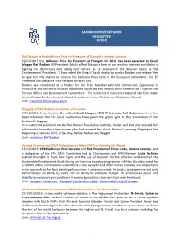 SAKHAROV PRIZE NETWORK NEWSLETTER 10/2015 Raif Badawi Is the Sakharov Prize for Freedom of Thought's Newest Laureate 29/10/2015