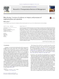 Bike Sharing: a Review of Evidence on Impacts and Processes of Implementation and Operation