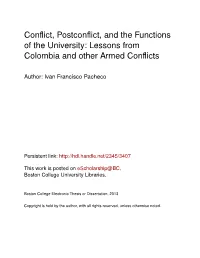 Conflict, Postconflict, and the Functions of the University: Lessons from Colombia and Other Armed Conflicts
