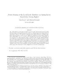 Evidence on Opting-In for Non-Citizen Voting Rights∗