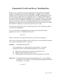 Exponential Growth and Decay; Modeling Data