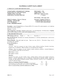 Material Safety Data Sheet (MSDS)