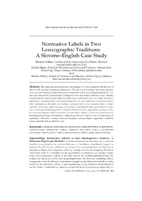Normative Labels in Two Lexicographic Traditions