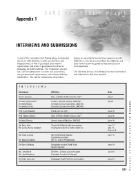 SARS and Public Health Appendix 1
