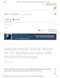 Startups Smash Annual Record for VC-Backed Exit Value with 2019'S IPO Onslaught | Pitchbook