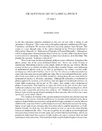 The Newtonian Art of Classical Physics Class 1