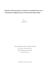 UCP2) Knockout Mouse Model