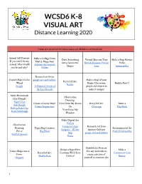 WCSD6 K-8 VISUAL ART Distance Learning 2020
