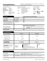 Closing Disclosure Document with Your Loan Estimate