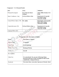 Component – I (A) Personal Details Role Name Affiliation Principal