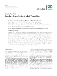 Research Article Zone Fare System Design in a Rail Transit Line